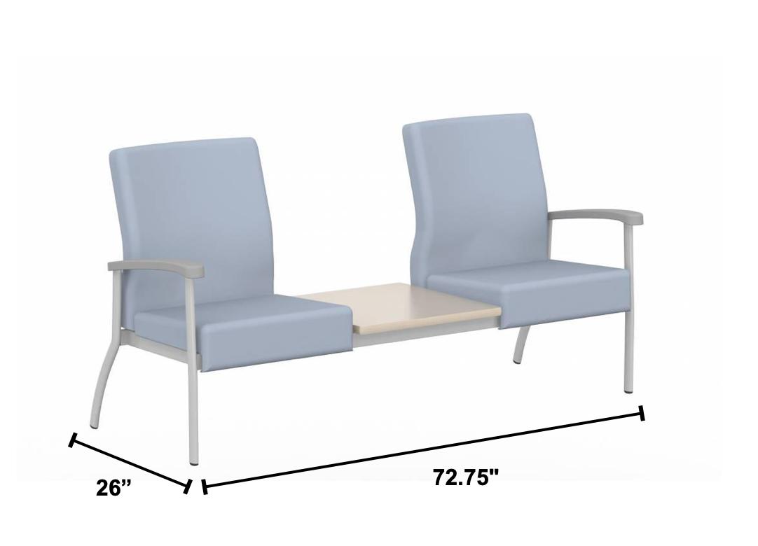 Global Total Office Global Care Belong Collection 2 Person Vinyl Guest Bench with Laminate Connecting Table GC4236 