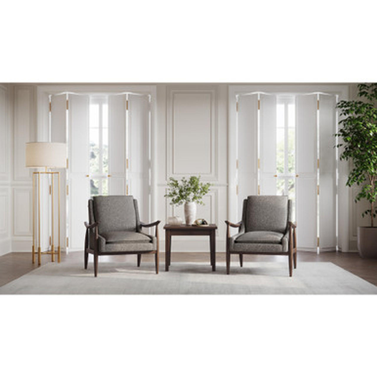 Office Source Mira Wood Arm Upholstered Mid Century Modern Lounge