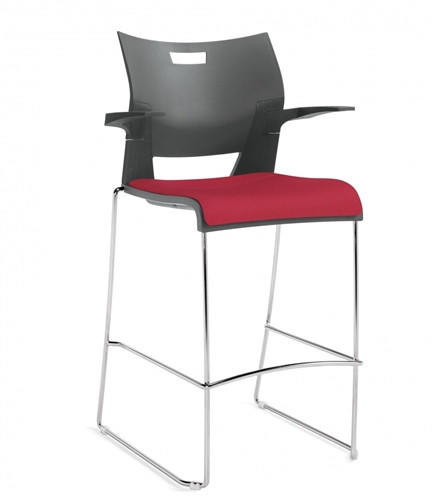 Global Total Office Global Duet Series Upholstered Seat Barstool with Arms 6632 