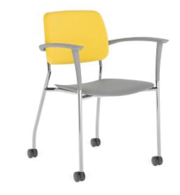 Global Total Office Global Care Willow Polypropylene Seat Training Room Chair with Upholstered Back W5AUPC (2 Pack!) 