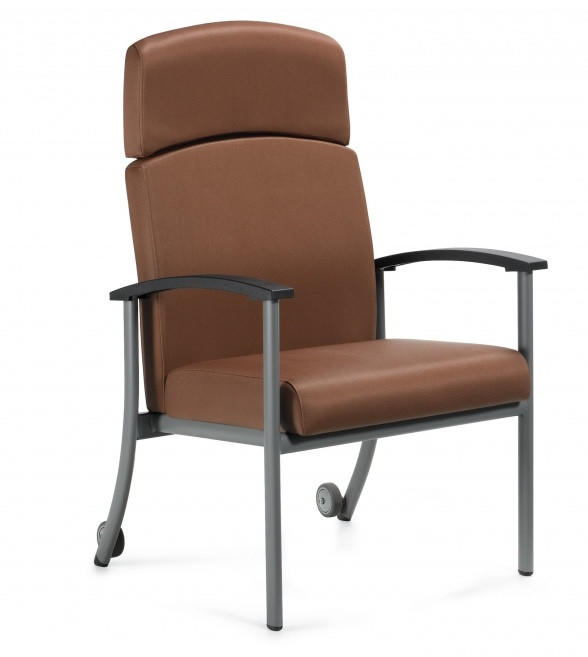 Global Total Office Global Care Healthcare Vinyl High Split Back Patient Chair with Rear Casters GC3718HB 