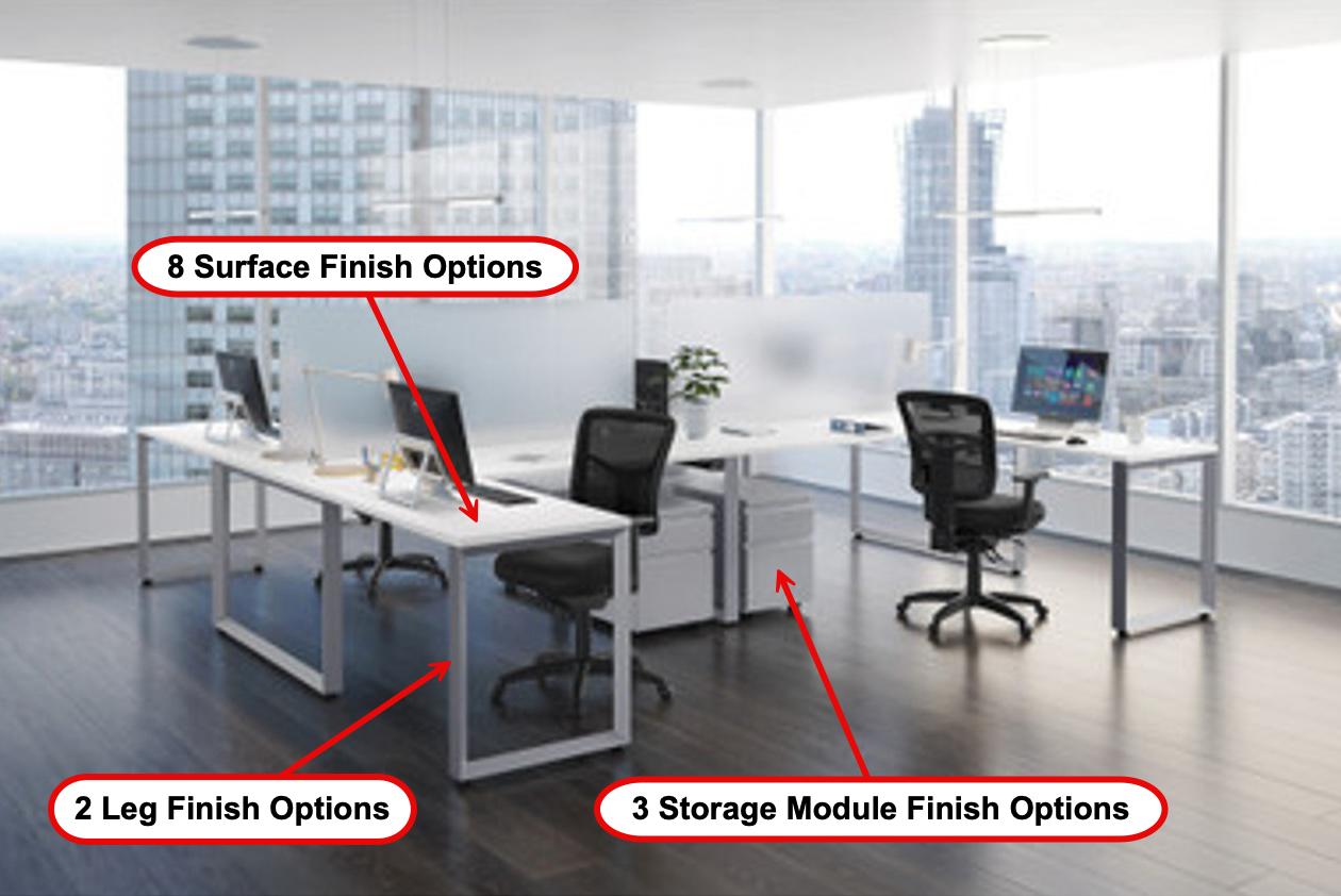  Office Source 4 Person 12' x 12' Open Concept Collaborative Cubicle Benching Configuration OSTYP302 