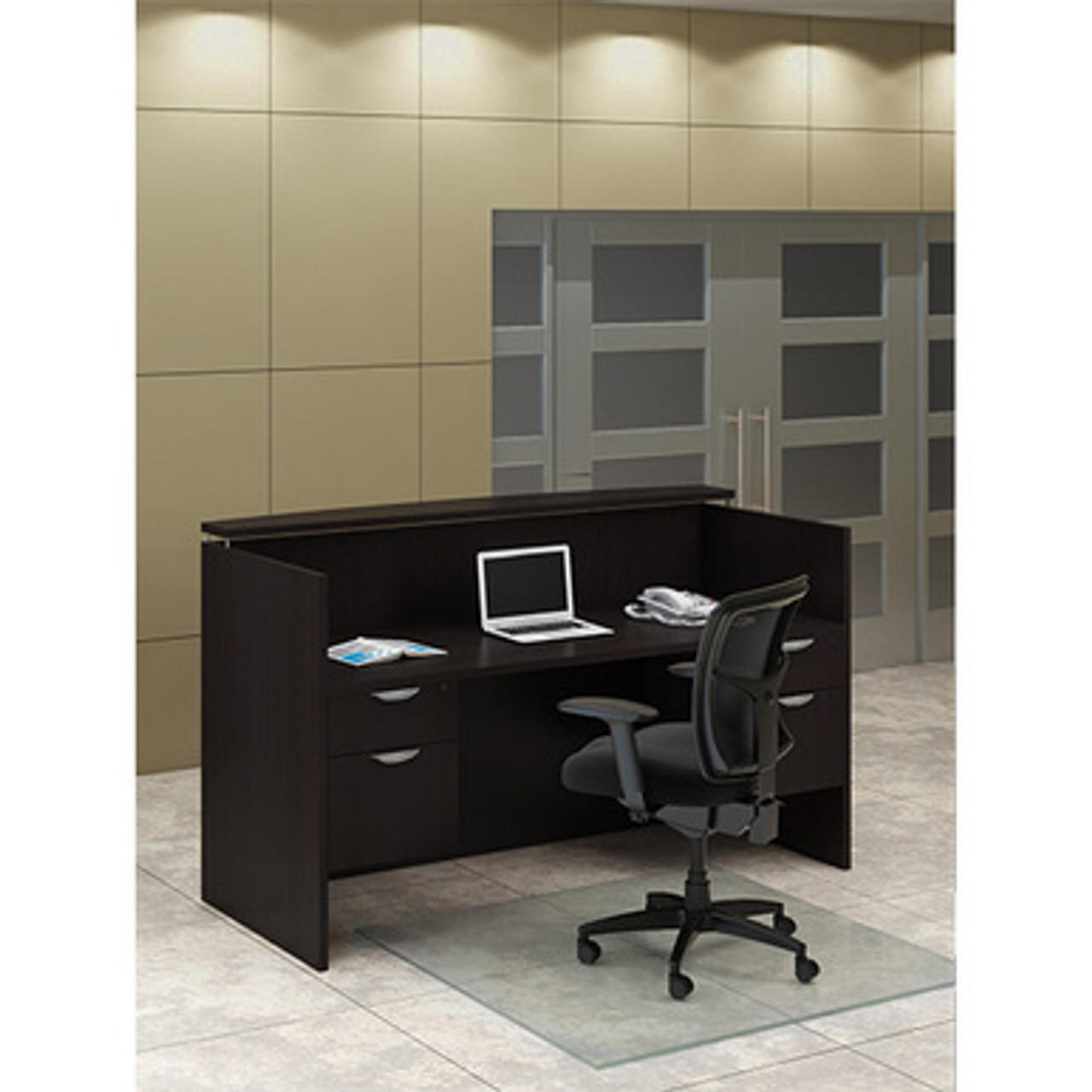  Office Source 71"W x 36"D Reception Desk with Floating Transaction Counter OS98 