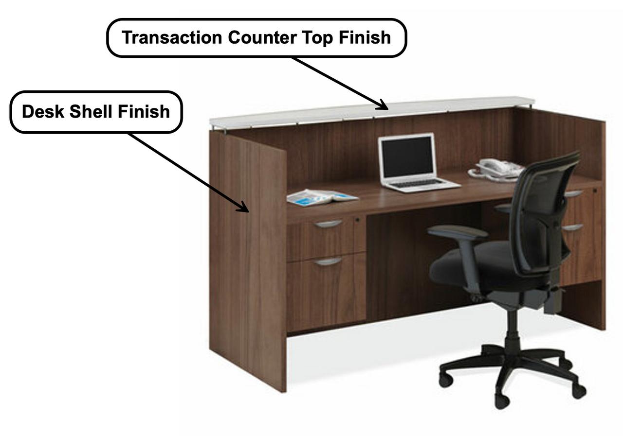  Office Source 71"W x 36"D Reception Desk with Floating Transaction Counter OS98 