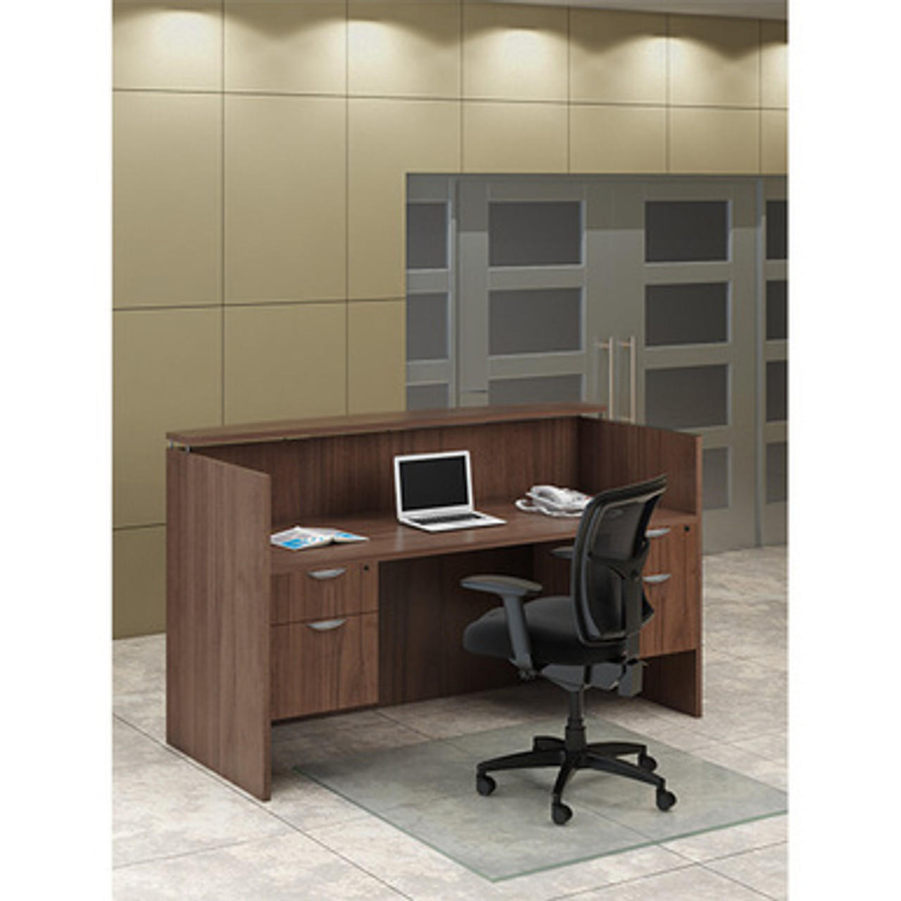  Office Source 71"W x 36"D Reception Desk with Floating Transaction Counter OS98 