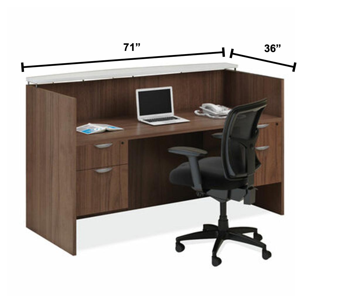  Office Source 71"W x 36"D Reception Desk with Floating Transaction Counter OS98 