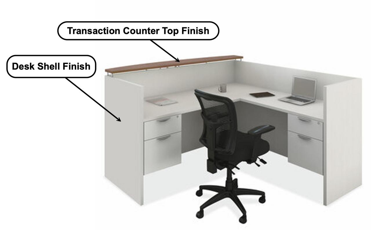  Office Source 71"W x 78"D L-Shaped Reception Desk with Floating Transaction Counter OS97 