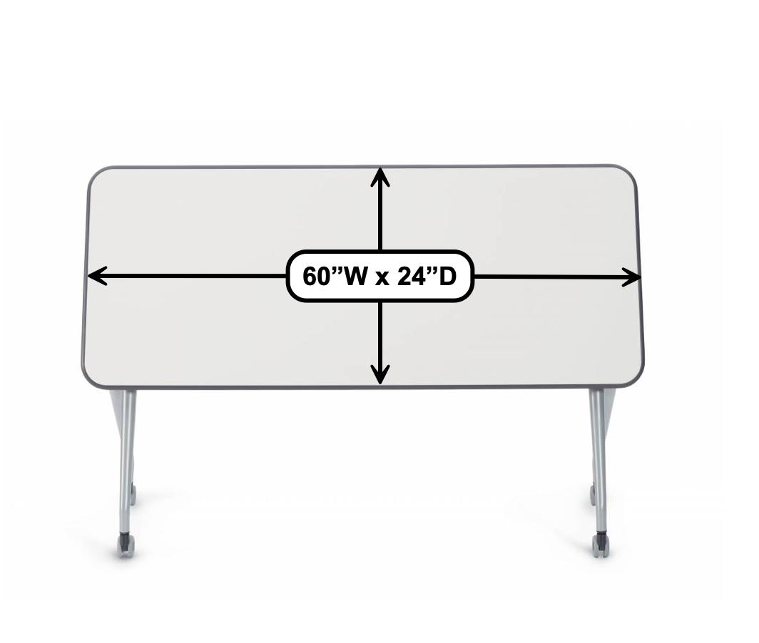 Global Total Office Global Zook 60"W x 24"D Dry Erase Flip Top Nesting Table with Ergo Edge 