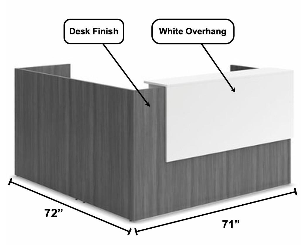  Office Source OS Laminate 71"W x 72"D Two-Tone L-Shaped Reception Desk 