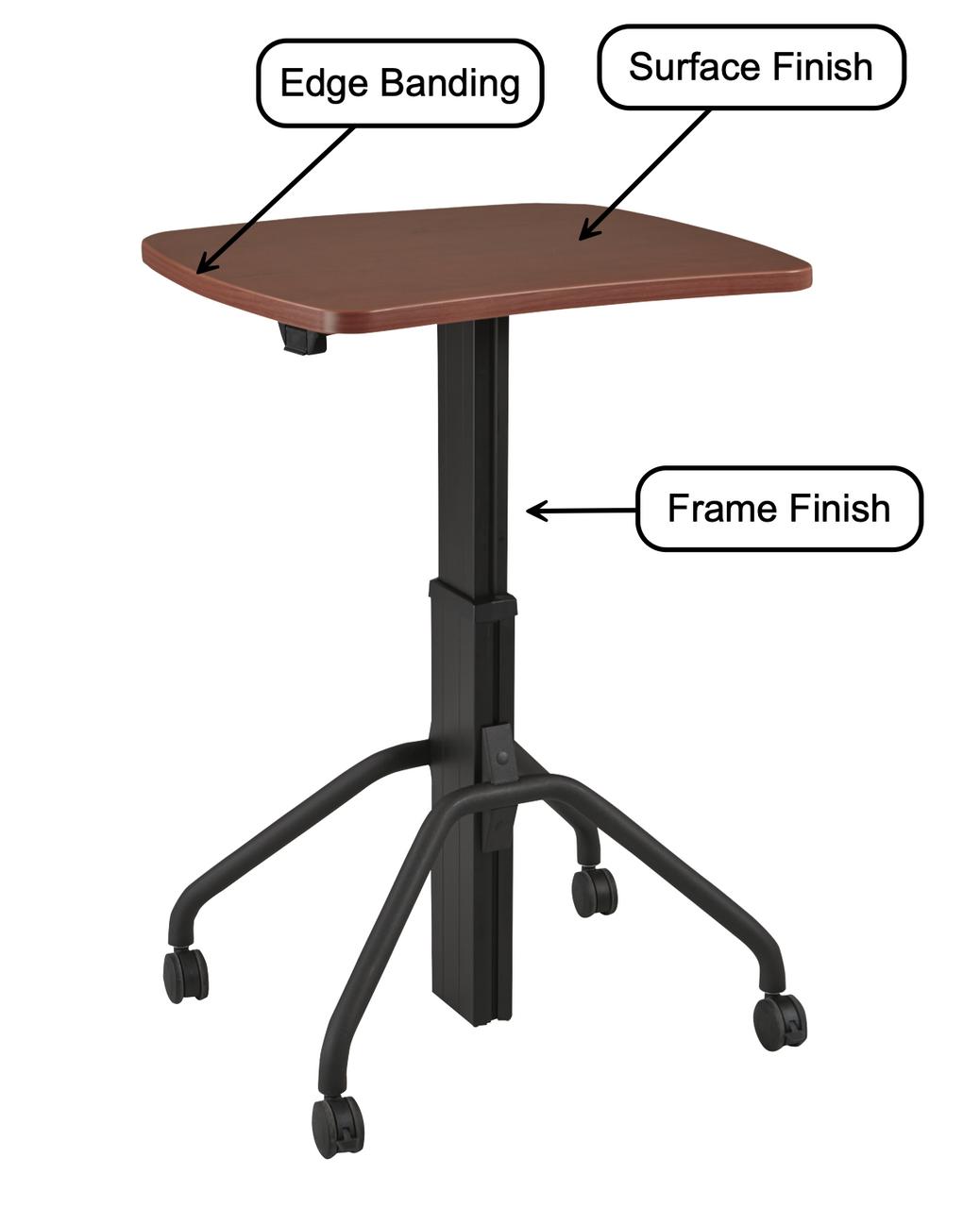 Right Angle Products Right Angle Arriba 30"W x 27"D Curved Top Height Adjustable Mobile Multi-Purpose Table 