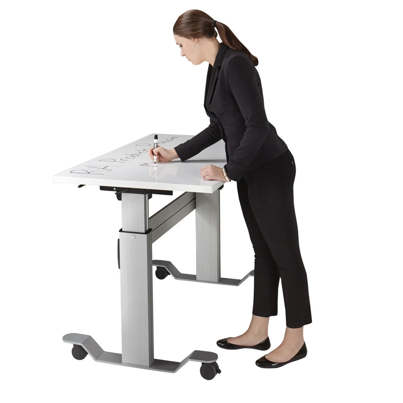 Right Angle Products Right Angle Eficiente LT 72"W x 30"D Flip Top Height Adjustable Mobile Table with Marker Board Top 
