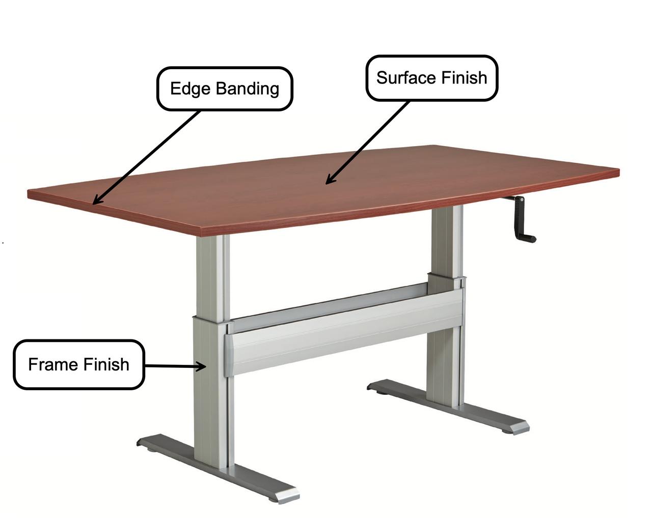 Right Angle Products Right Angle Levante Hand Crank Height Adjustable Boat Shaped Conference Table (2 Sizes!) 
