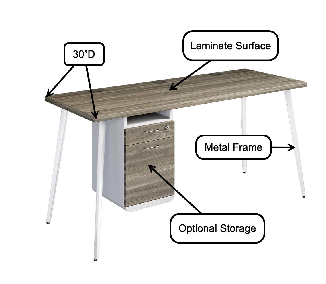 Right Angle Products Right Angle Tango Modern Writing Desk with Optional Storage 