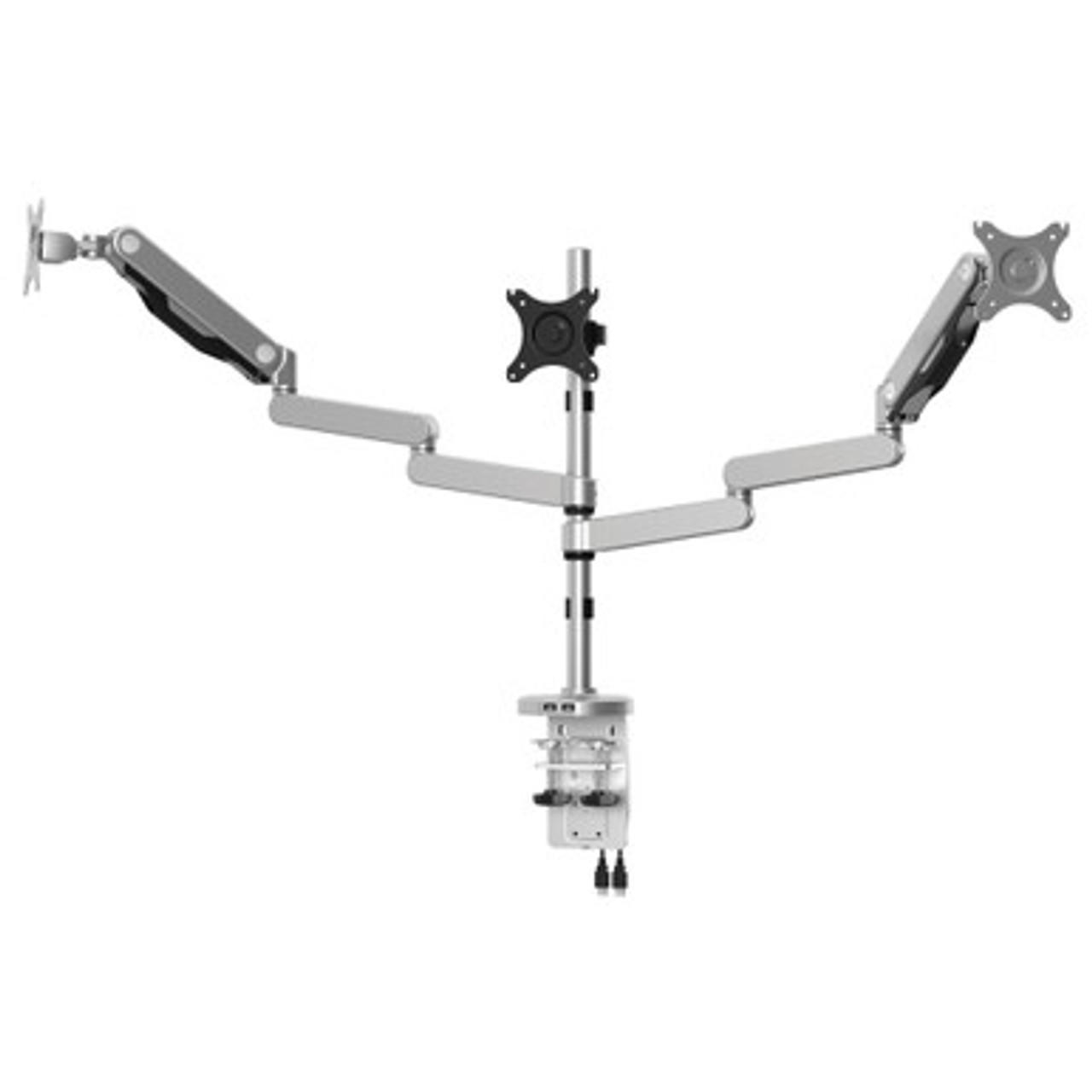  Office Source Silver Triple Monitor Arm Mount with USB Base Ports 530TMA 