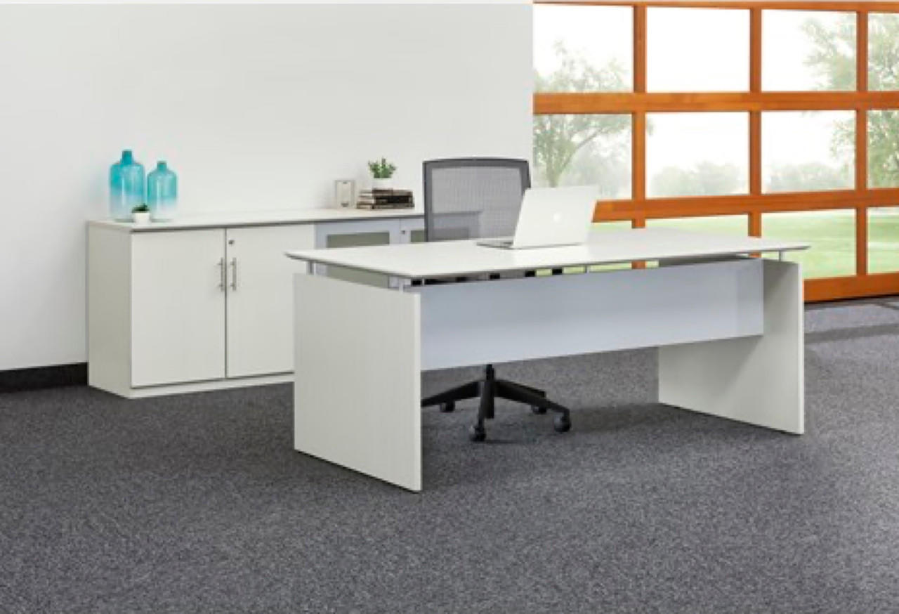 Mayline Group Mayline Medina Modern 72"W x 36"D Desk with Matching Glass Accented Low Wall Cabinet