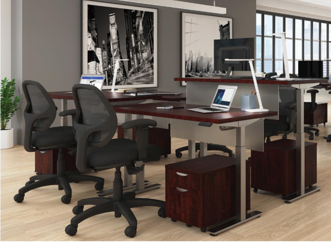  Offices To Go Superior Laminate 4 Person Ergonomic Desk Configuration with Storage 