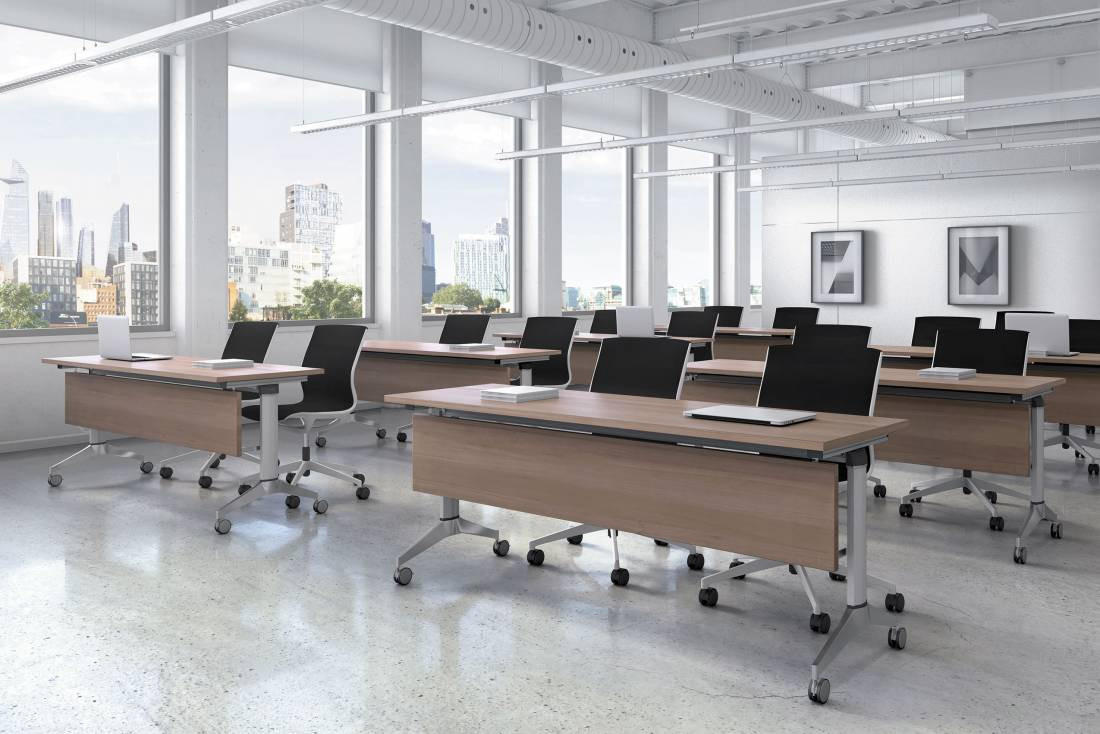 Global Total Office Global Terina 6' x 2' Flip Top Nesting Table with Modesty Panel