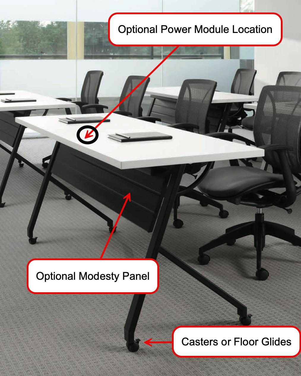Global Total Office Global Junction 4-Piece 72" x 30" Fixed Top Rectangular Training Room Table Package 