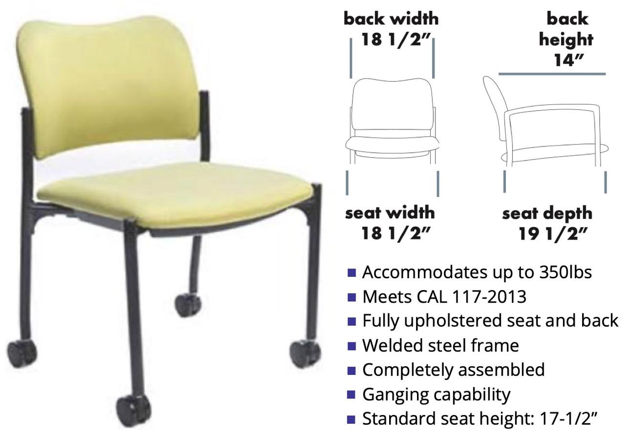 RFM Preferred Seating Fury Upholstered Armless Training Room Stack Chair