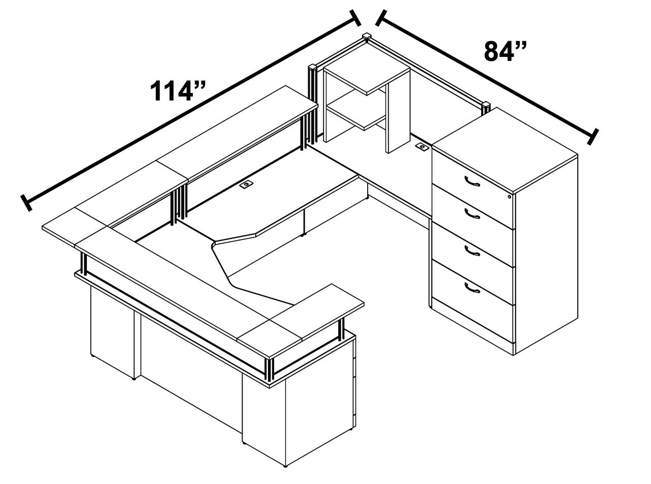 Global Total Office Global Zira Series U-Shaped Reception Desk with Storage ZRA521L 