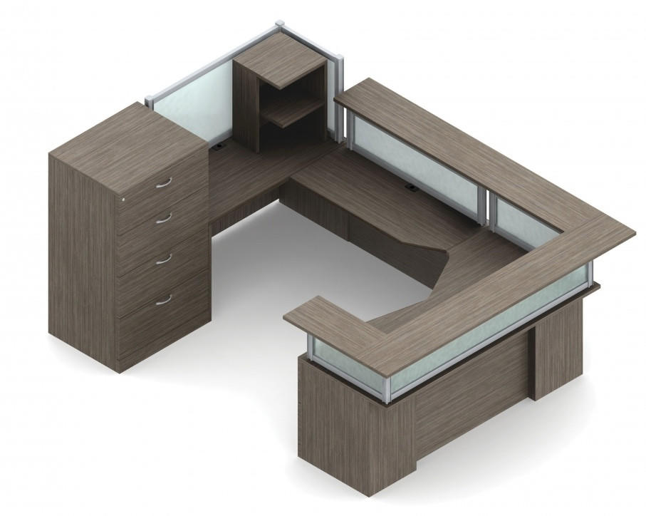 Global Total Office Global Zira Series U-Shaped Receptionist Desk ZRA521L