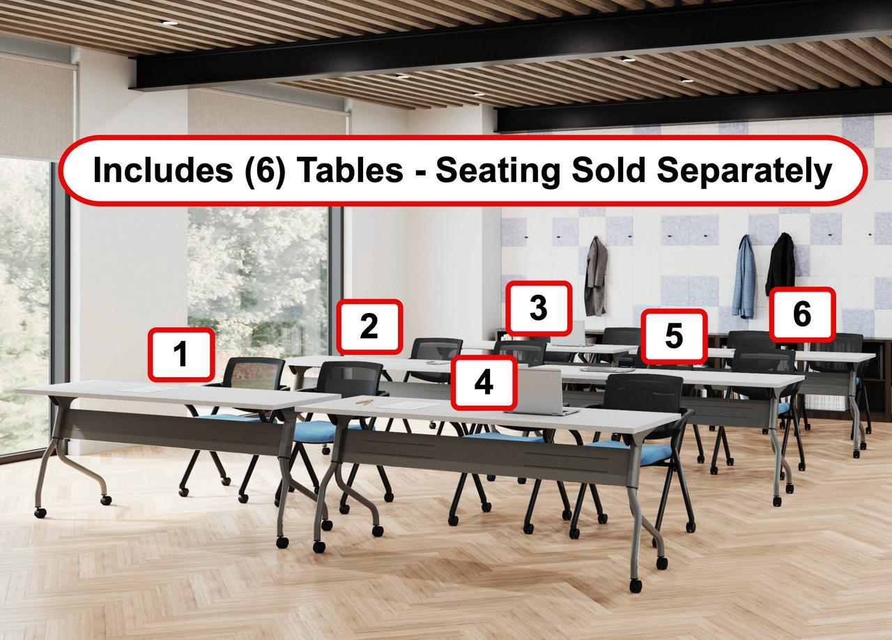  Offices To Go 6 Piece 72"W x 24"D Superior Laminate Flip Top Training Tables Package 