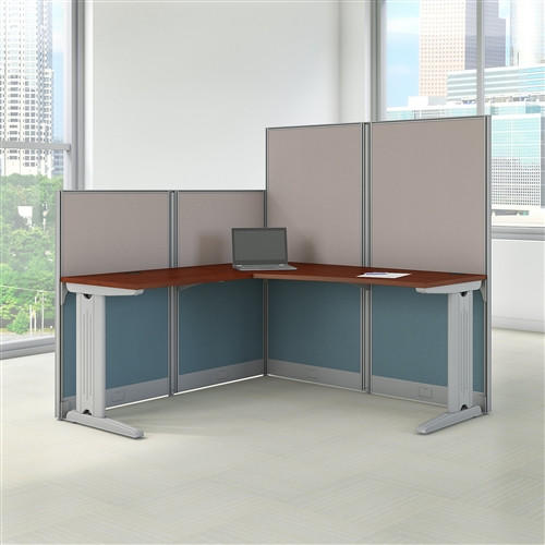 Bush Business Furniture Bush Office In An Hour Hansen Cherry L Shaped Cubicle Workstation WC36494-03K 