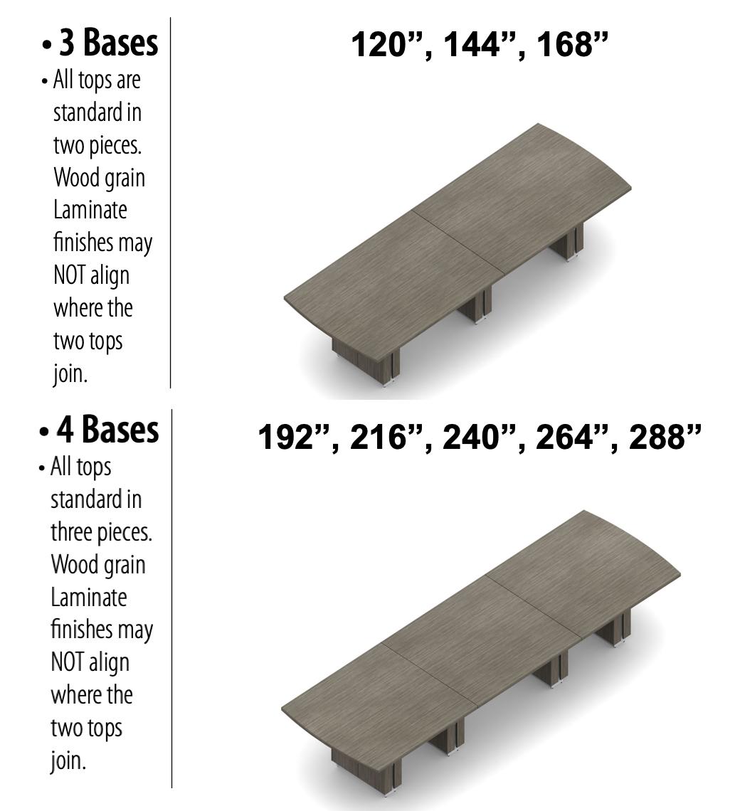 Global Total Office Global Zira Large 60"D Bow End Boardroom Table (8 Length Options!)