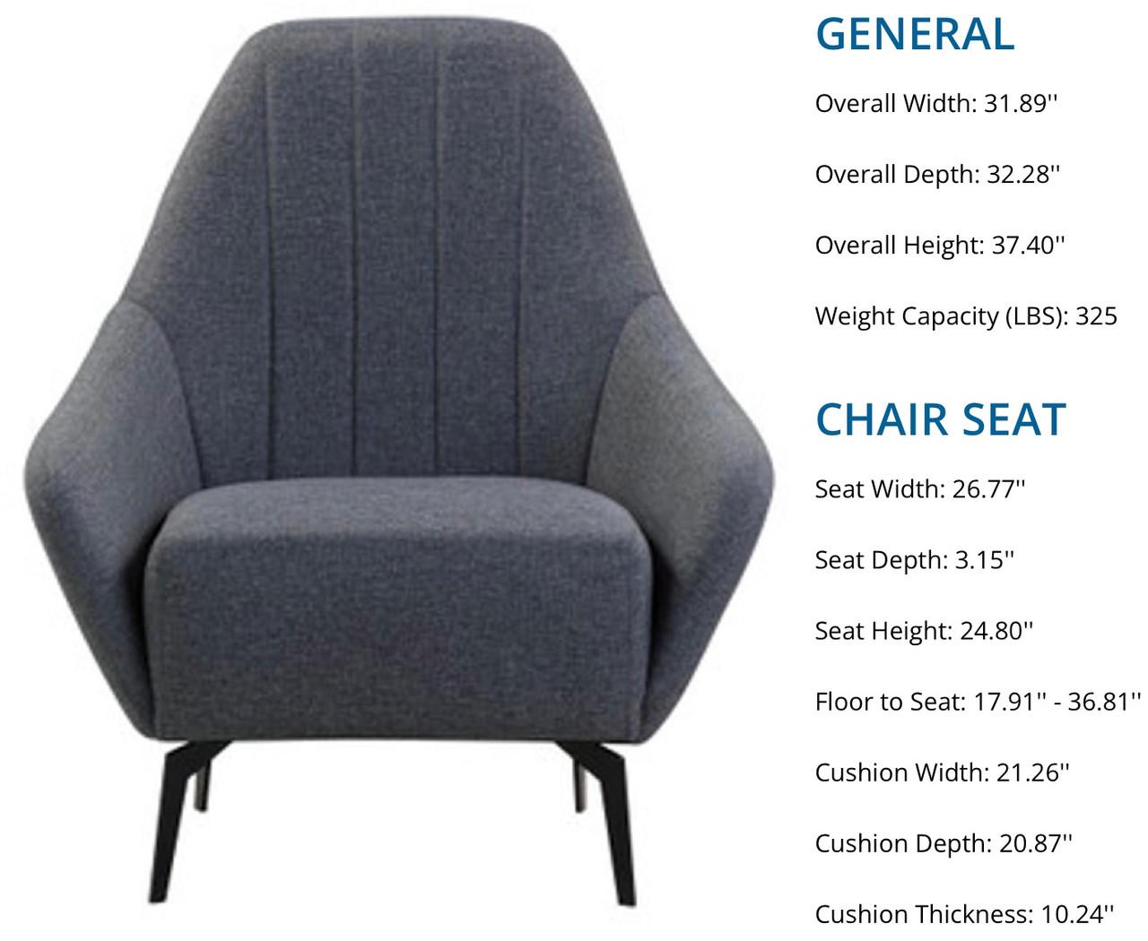 Office Source Jaxon Contemporary High Back Charcoal Grey Lounge