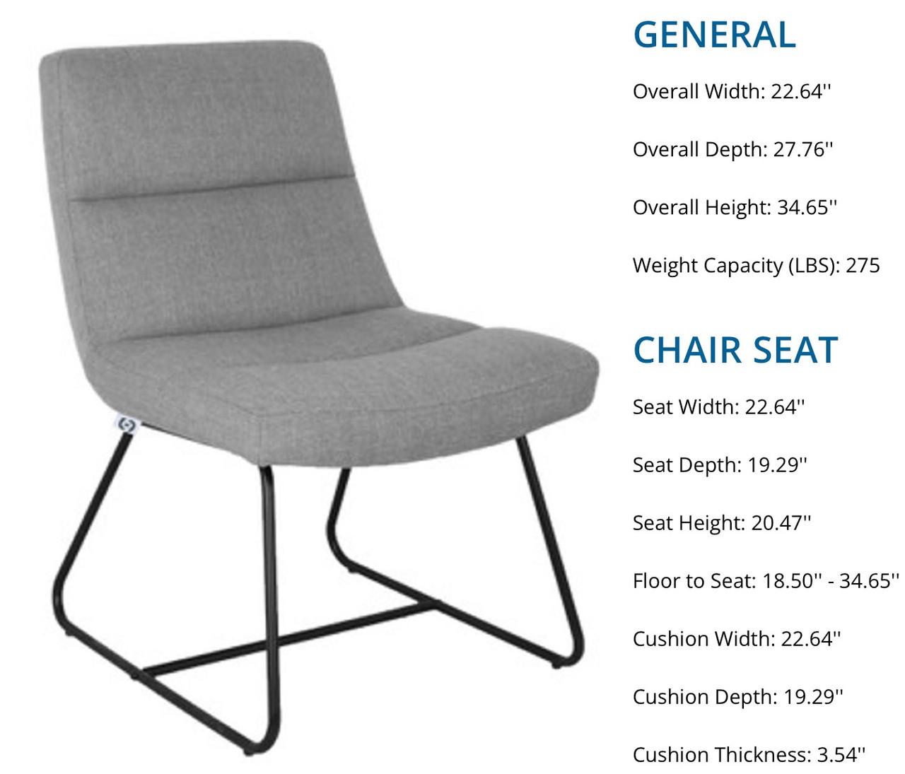  Office Source Sutton Contemporary Light Gray Upholstered Lounge Chair with Sled Base OSRL3005 