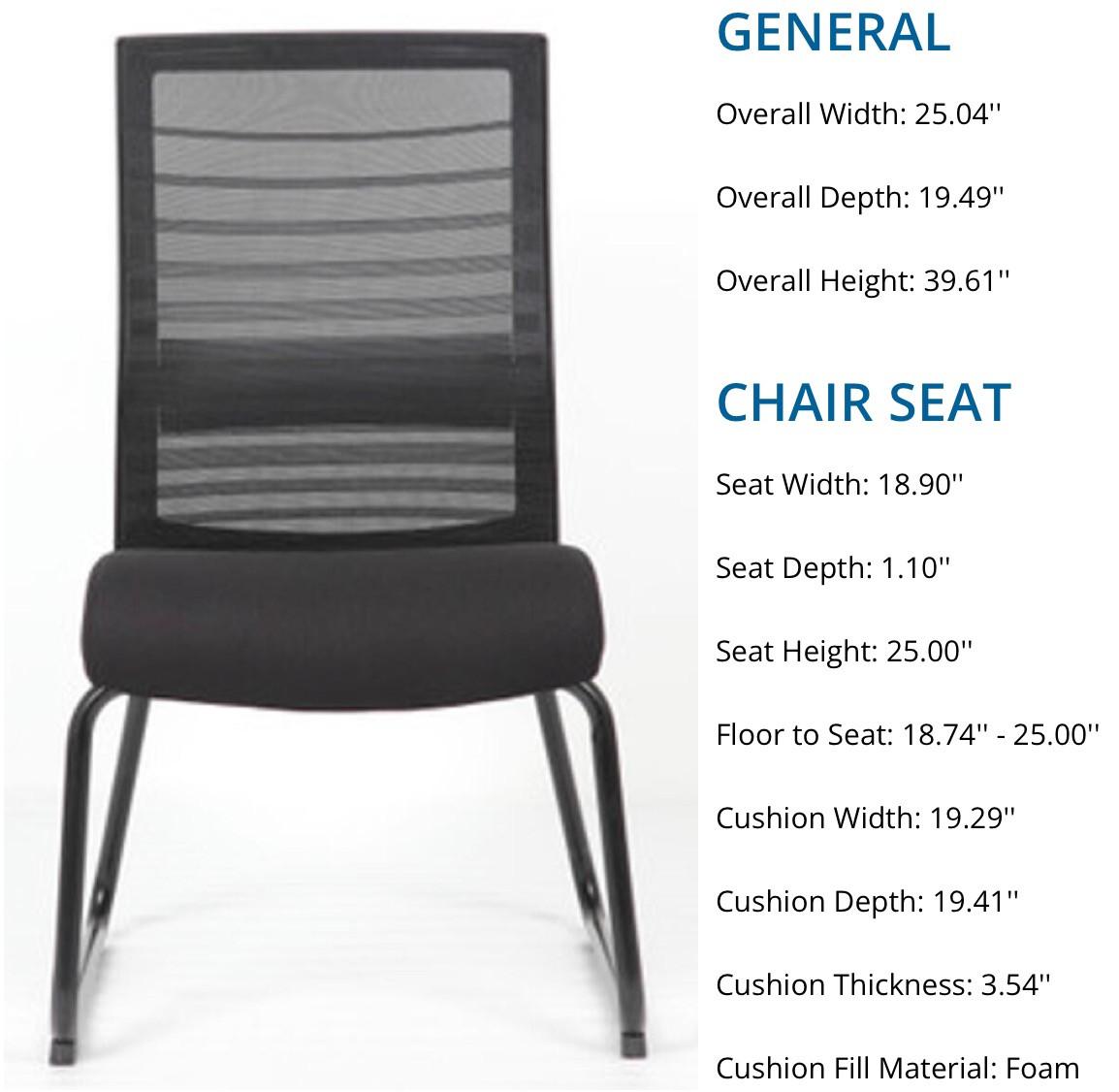  Office Source Interchangeable Collection Mesh Sled Back Guest Chair 6569MBF 