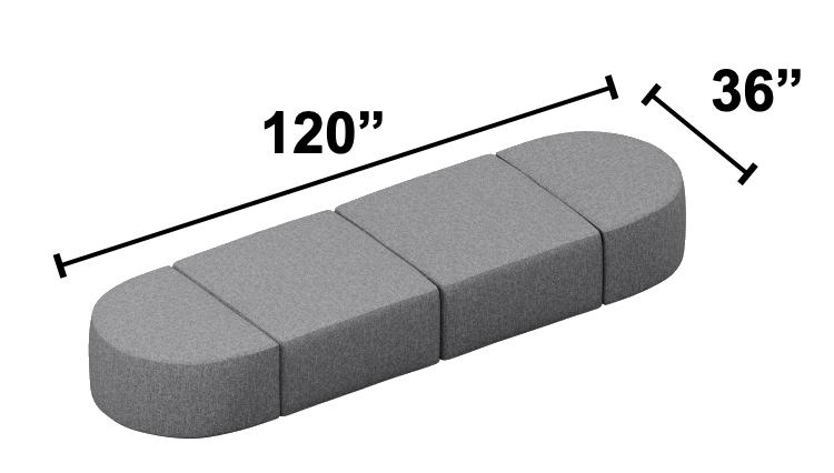  KFI Studios Conversa 4 Piece Backless Modular Sofa Bench 