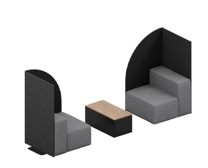  KFI Studios Conversa Modular Lounge Seating Set with Privacy Screens and Table 