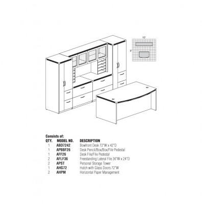 Mayline Group 10 Piece Mayline Aberdeen Casegoods Furniture Set with Mocha Finish - AT9LDC 