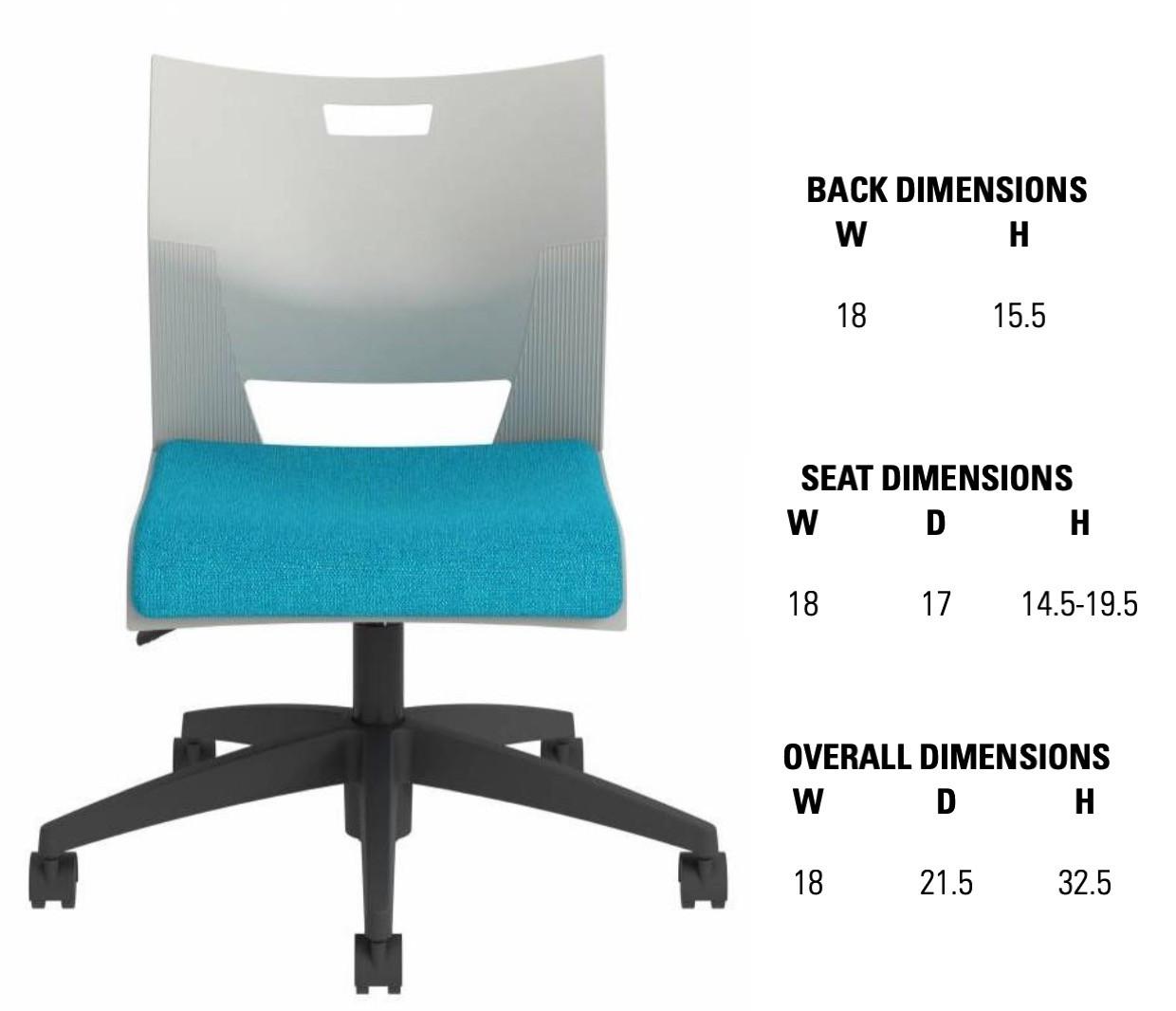 Global Total Office Global Duet  Armless Multi-Purpose Swivel Chair with Upholstered Seat 6723