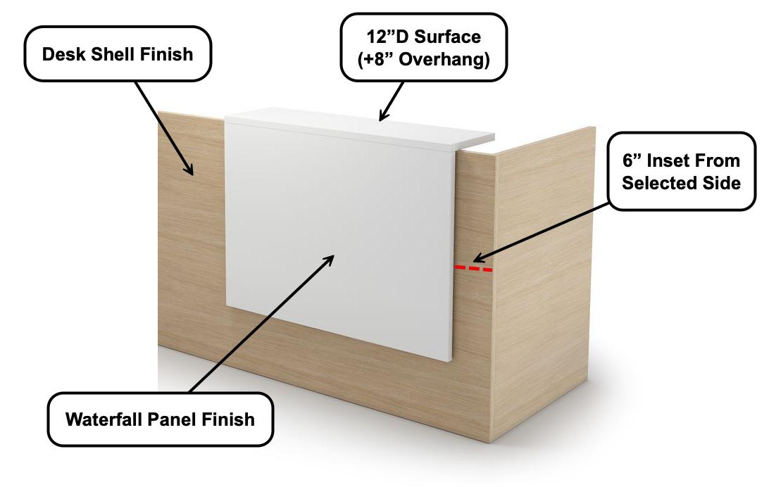 Element Contract Furniture Element Contract Contemporary Reception Desk with Waterfall Accent Panel (Size and Finish Options!) 