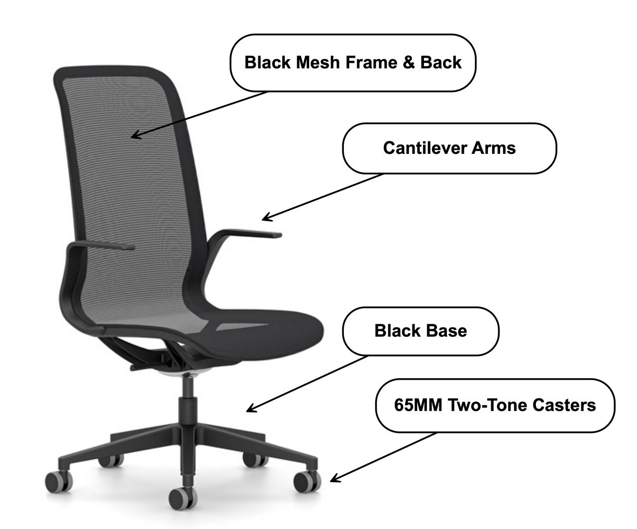 OM Seating Lorien High Back Black Mesh Conference Chair with Cantilever Arms 