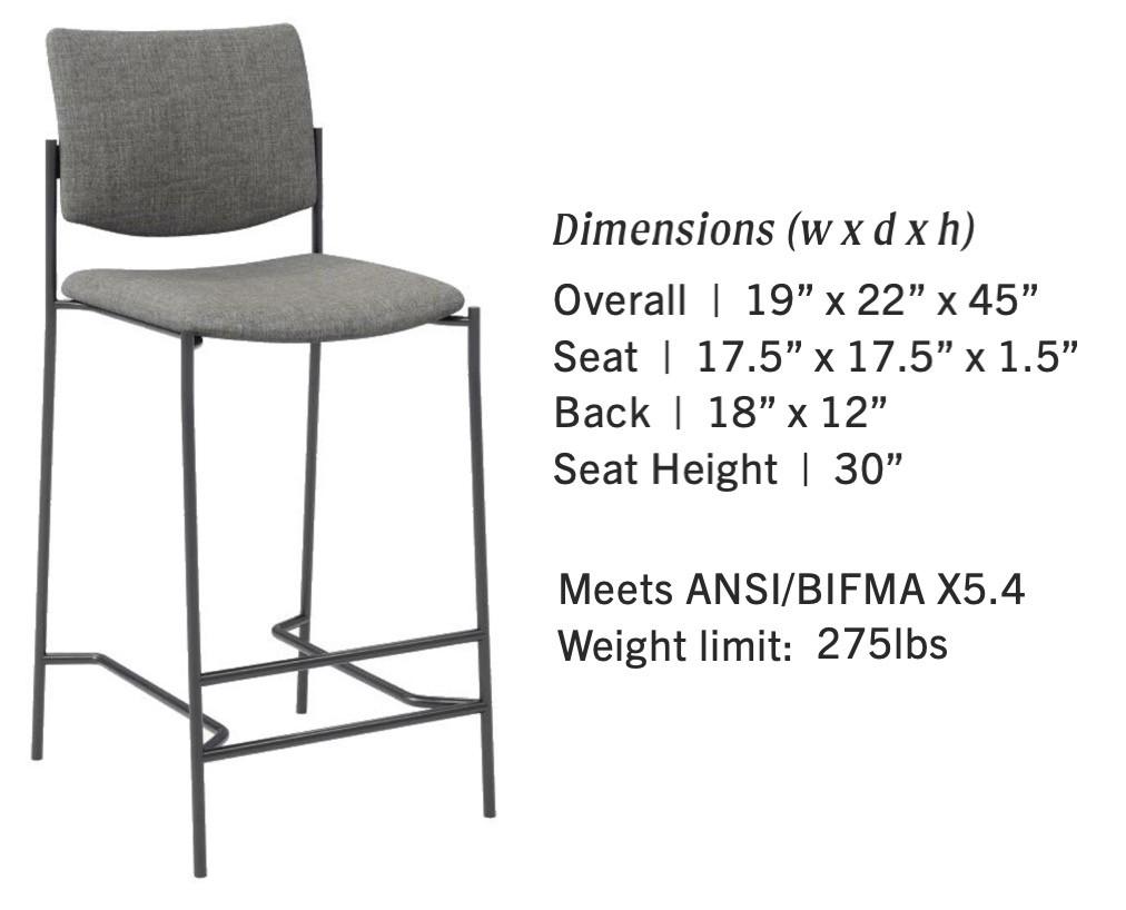  KFI Studios Evolve Series Upholstered Bar Height Stool BR1310FB 