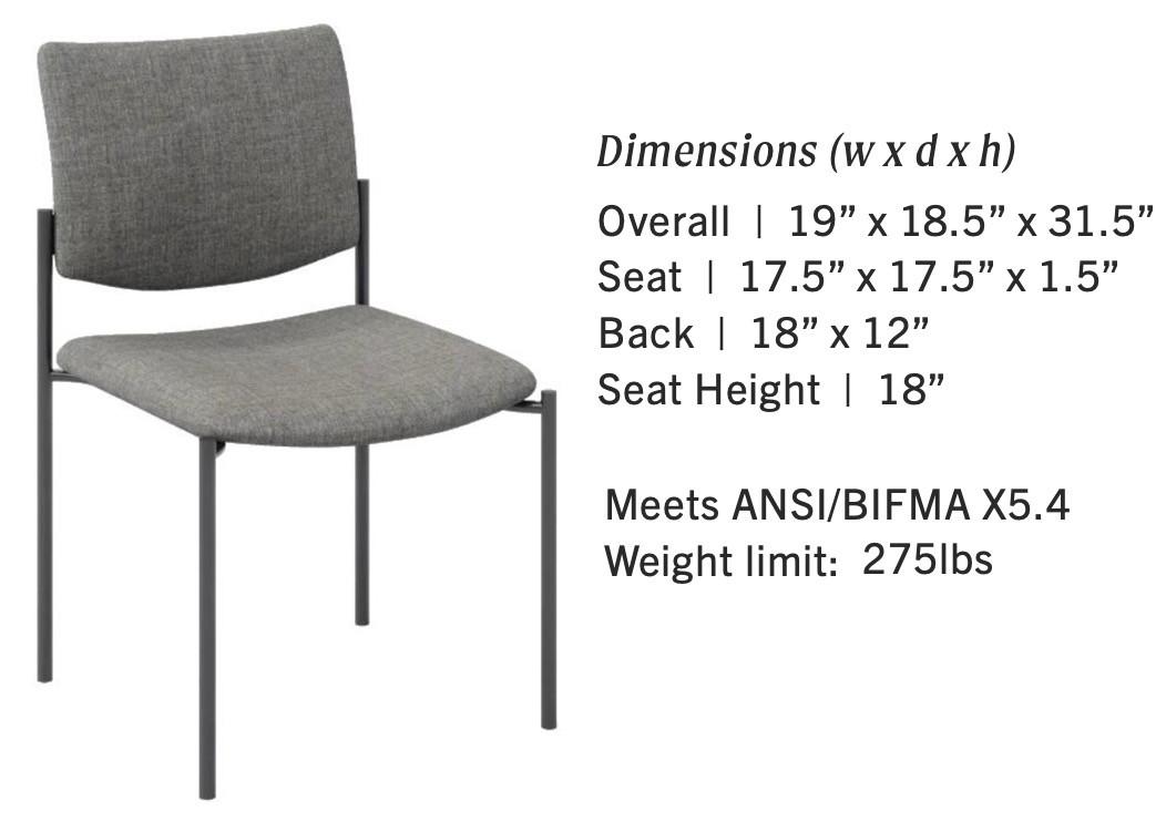  KFI Studios Evolve Upholstered Armless Guest Chair 1310FB 