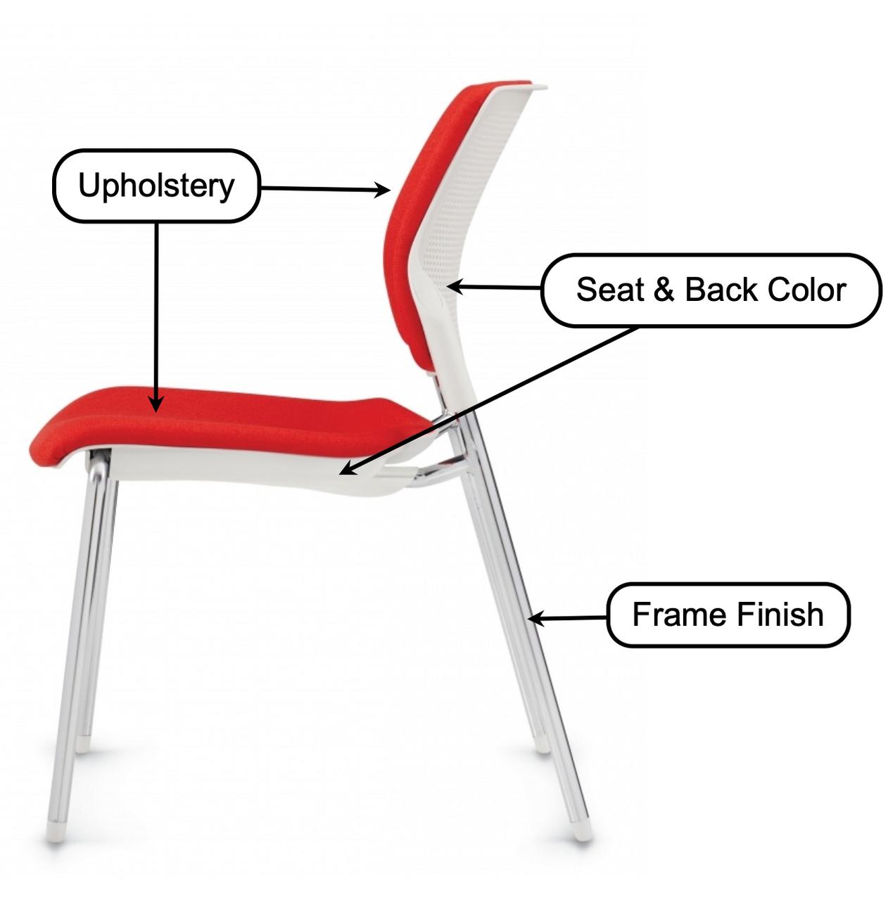 Global Total Office Global Stream Armless Stackable Poly Shell Chair with Upholstered Seat and Back 2075NUU