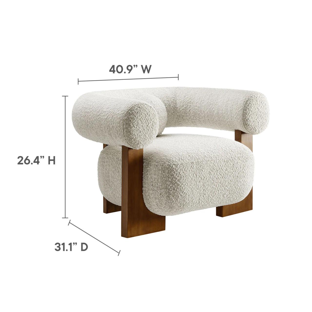 Modway Jace Boucle Pearl Upholstered Armchair with Wood Accents Modway Jace Boucle Pearl Upholstered Armchair with Wood Accents