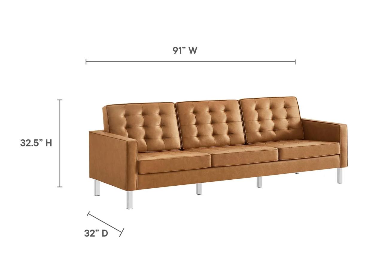  Modway Loft Tufted Vegan Leather Sofa EEI-3385 