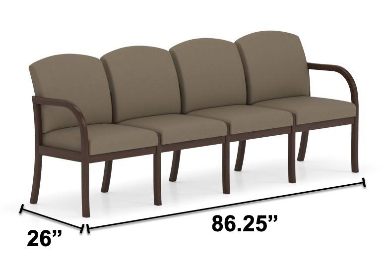  Lesro Weston Traditional Wood Frame 4-Seat Guest Bench WS4101 