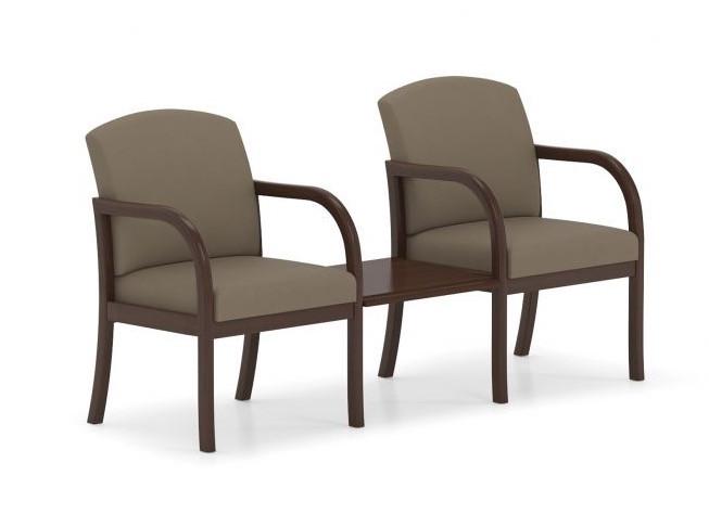  Lesro Weston Solid Wood Frame 2 Person Reception Bench with Connecting Table WS2201 
