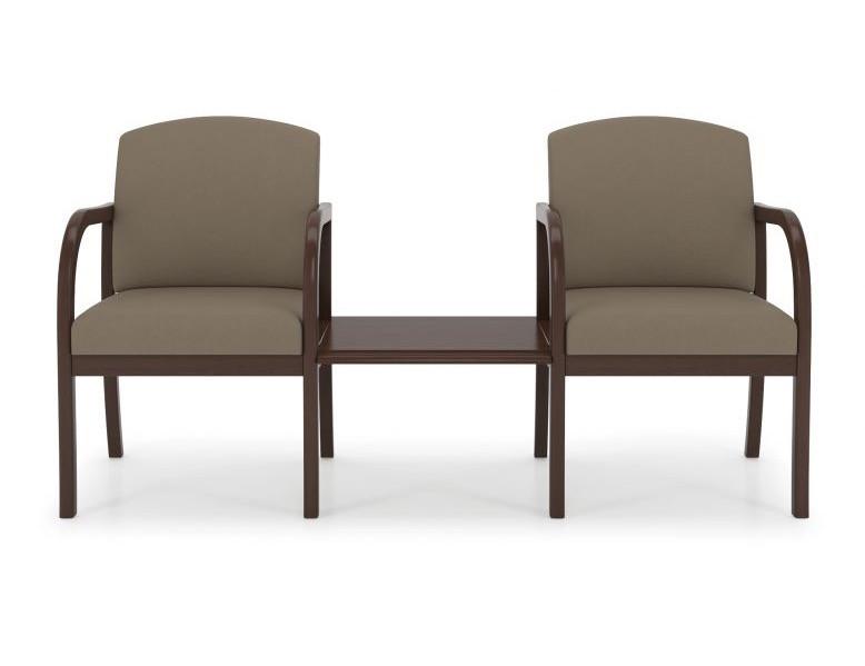  Lesro Weston Solid Wood Frame 2 Person Reception Bench with Connecting Table WS2201 