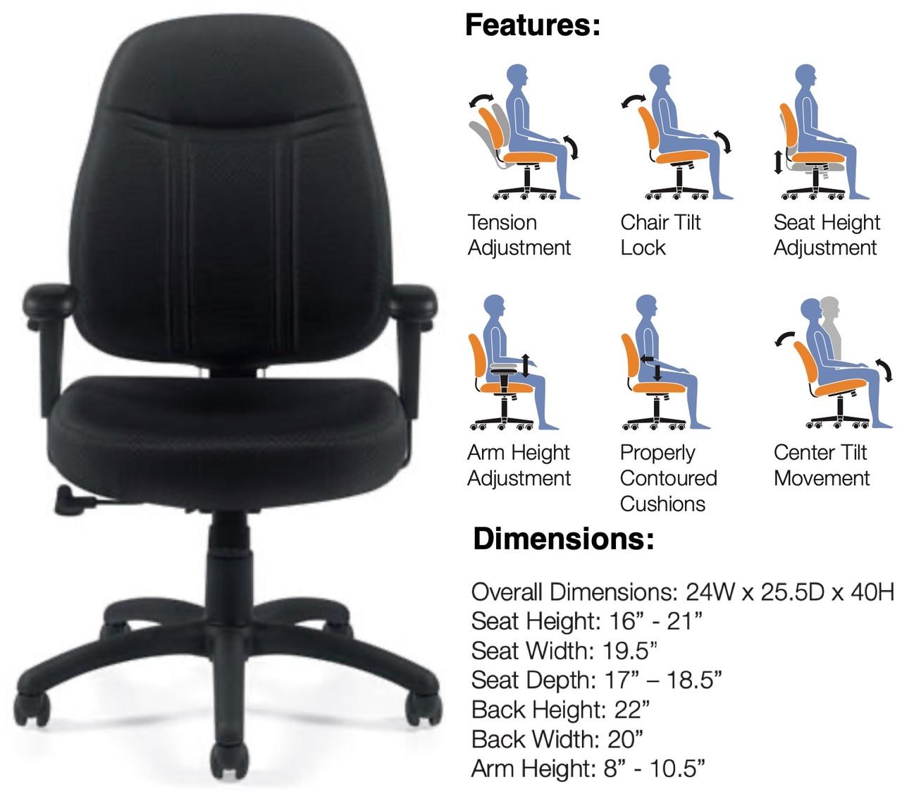 Offices To Go Mid Back Tilter Chair with Arms OTG11651 (Fabric & Vinyl Options!)