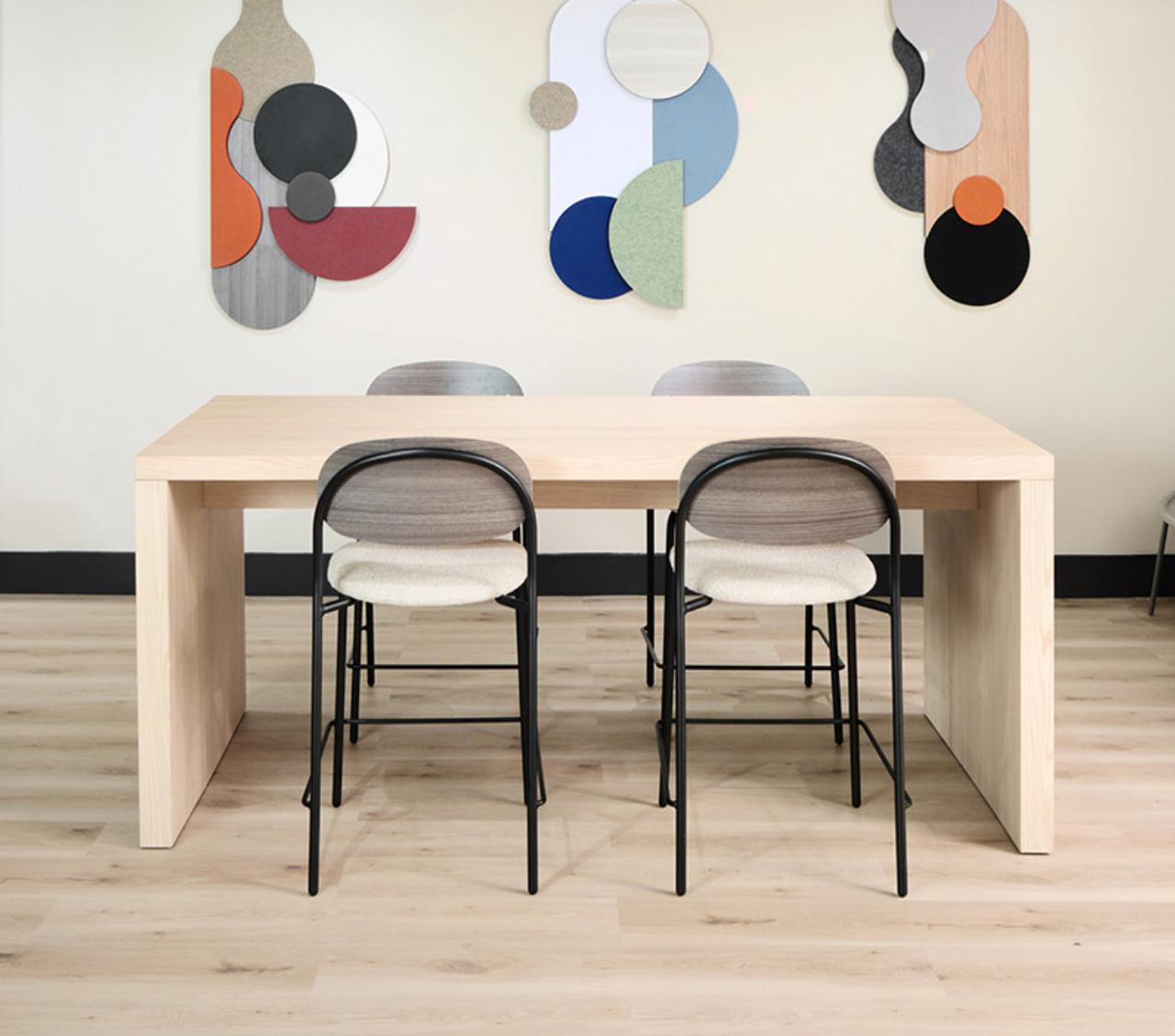 KFI Studios KFI Loci 42"D x 84"W x 36"H Stained Oak Collaborative Counter Height Table (Available with Power!) 