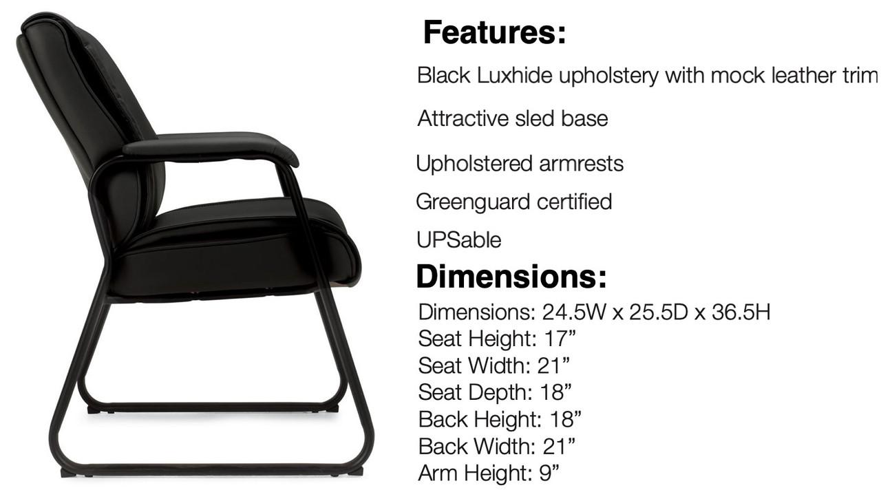  Offices To Go Black Luxhide Executive Style Guest Chair OTG2782 