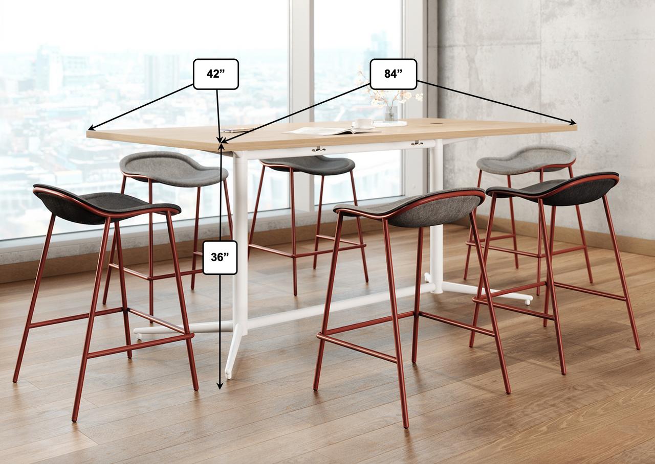 KFI Studios KFI Vaux 7' Rectangular Counter Height Laminate Top Conference Table with Metal Base (Power Options!) 