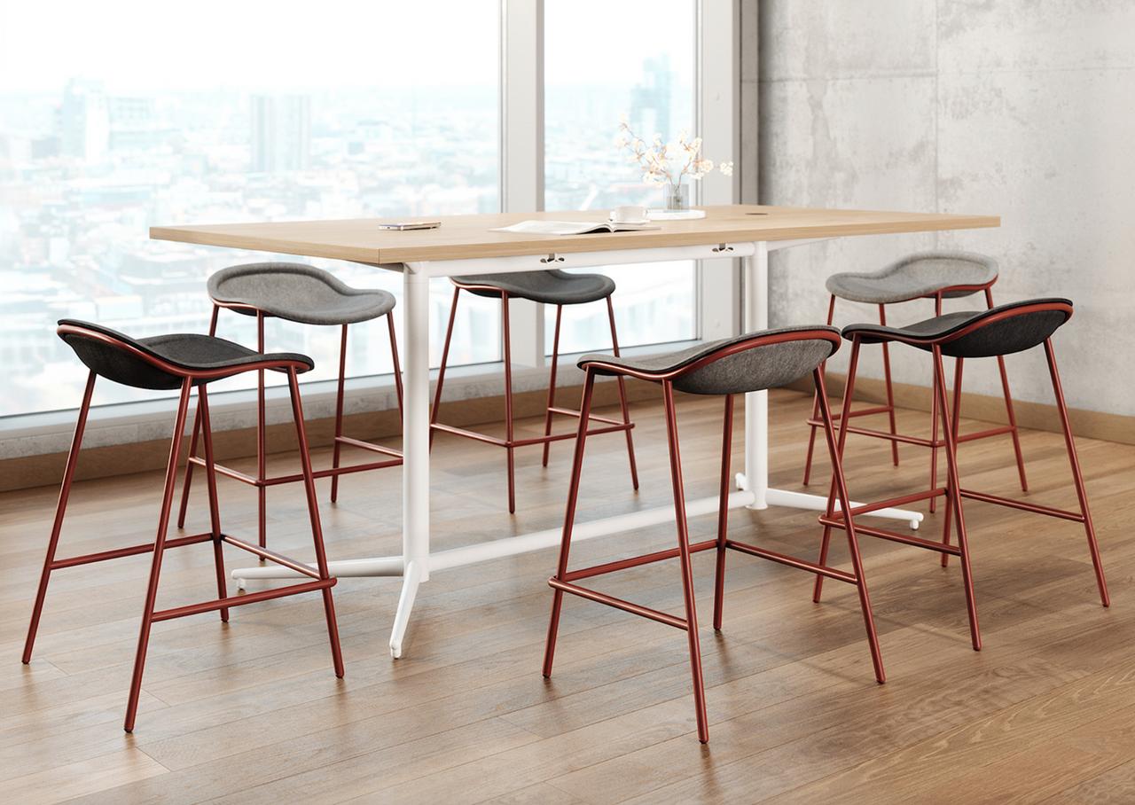 KFI Studios KFI Vaux 7' Rectangular Counter Height Laminate Top Conference Table with Metal Base (Power Options!) 